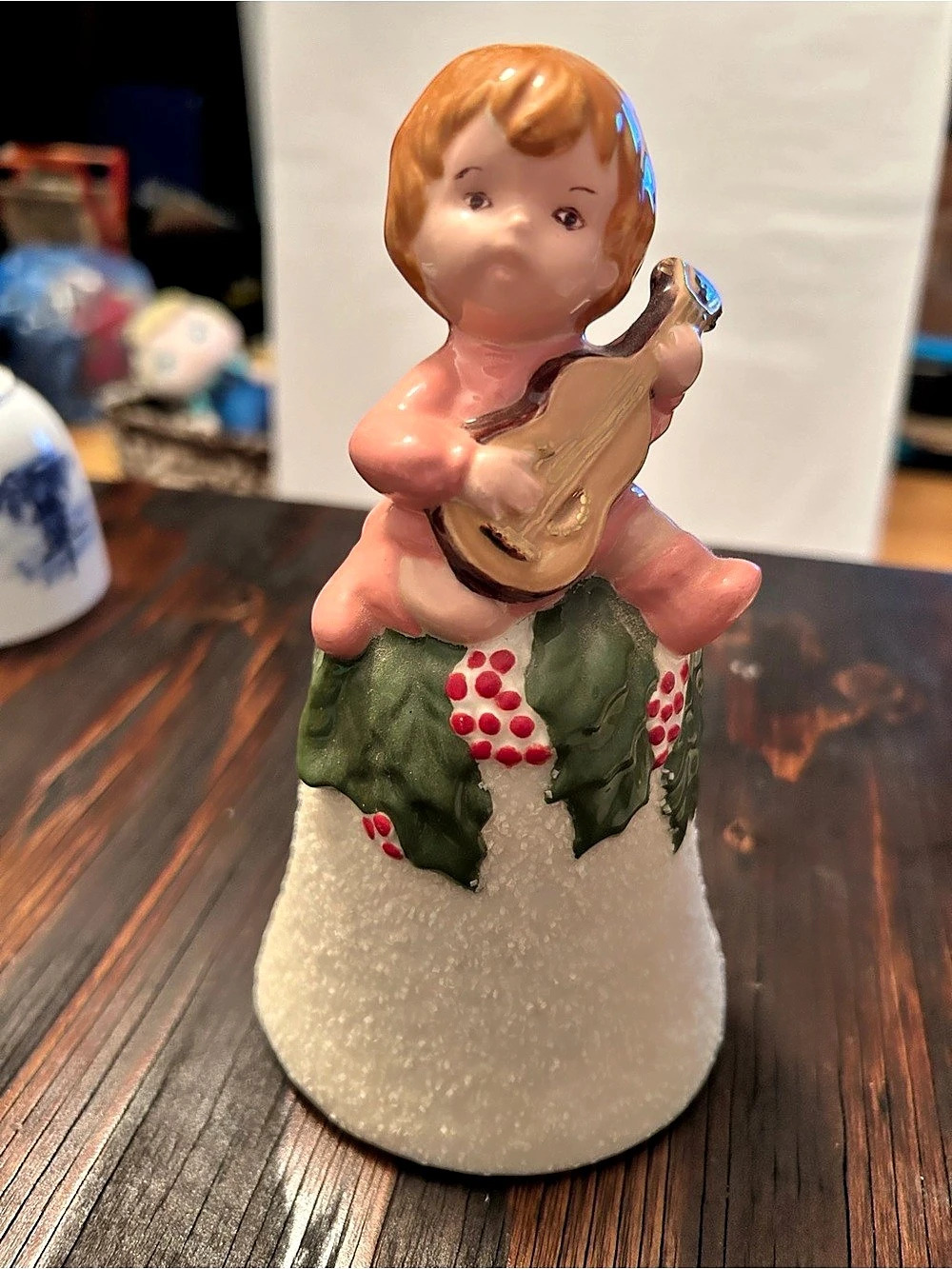 Vintage Holiday Musical Figurine in White & Green
